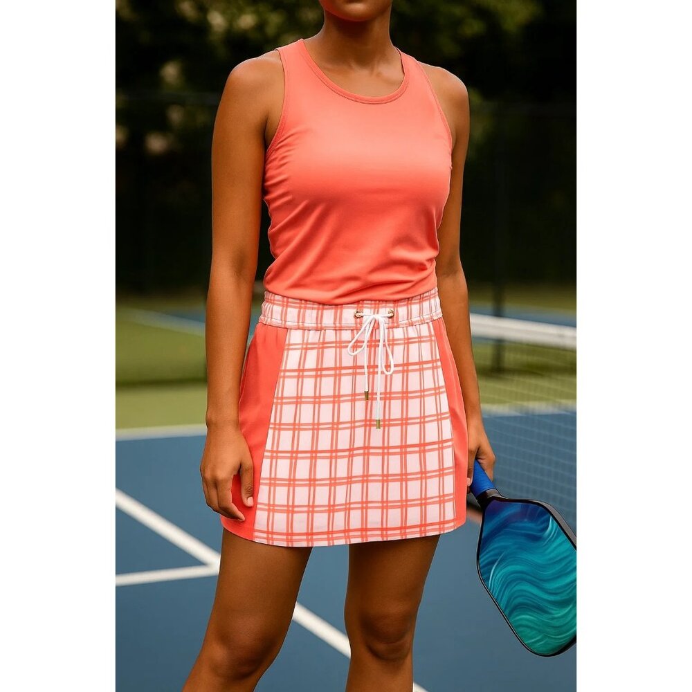 Stella Parker Sport Pull-On Skort Size XL Window Pane Plaid UPF 50+